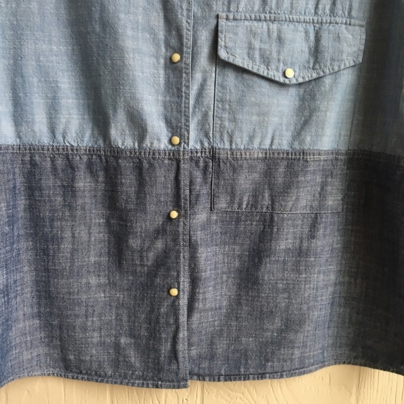 Zara Woman Two-Tone Chambray Button Down Shirt - Picture 4 of 8